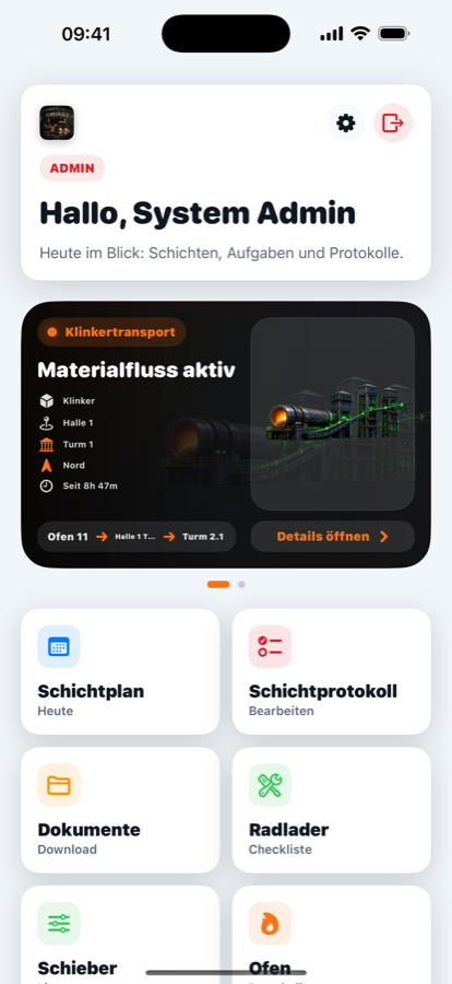 Klinkerhalle iOS Dashboard